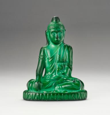 A buddha statue from the 'Ingrid' series, Curt Schlevogt, Gablonz, glass melting and pressing by Josef Riedel, Polaun, 1934-39 - Jugendstil and 20th Century Arts and Crafts
