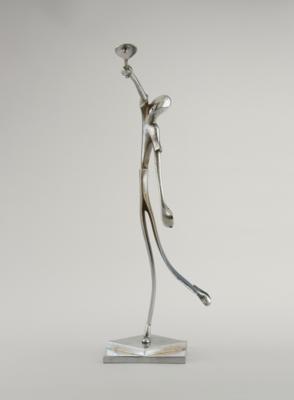 A large nickel-plated brass tennis player, probably Italy, c. 1940/60 - Jugendstil and 20th Century Arts and Crafts