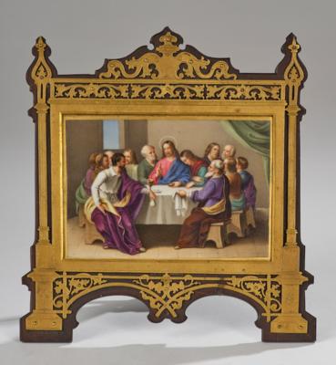 Porzellanbildplatte "Das letzte Abendmahl", Kaiserliche Porzellanmanufaktur, Wien 1854, - Glas & Porzellan
