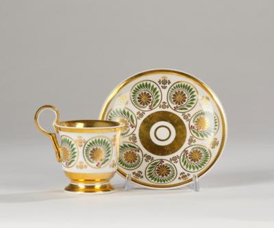Tasse mit Untertasse, Kaiserliche Porzellanmanufaktur, Wien 1830, - Vetri e porcellane