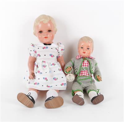 2 Stk. Celluloid Puppen um 1950, - Spielzeug