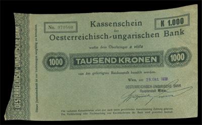 Kassenschein der Oesterreichisch-ungarischen Bank über 1000 Kronen 1918 - Münzen und Medaillen