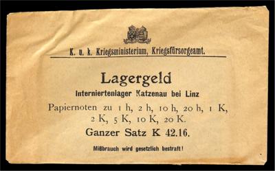 Lagergeld Katzenau bei Linzungeöffneter Originalumschlag des K. u. K. KriegsministeriumsKriegsfürsorgeamt - Coins and medals