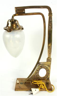 Jugendstil Tischlampe Messinggestell, - Antiques and art