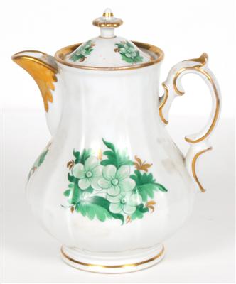 Zierliche Kaffeekanne Porzellan bunter Blütendekor, - Kunst, Antiquitäten und Möbel