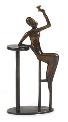 Werkstätte Hagenauer "Dame an der Bar" Messing bronziert, - Weihnachtsauktion Kunst,  Antiquitäten und Möbel