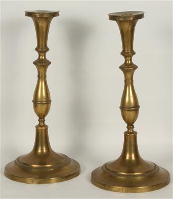 Paar Kerzenhalter Metall Höhe ca. 30 c,- Alters - Kunst, Antiquitäten und Möbel
