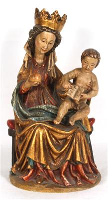 Sitzende Madonna mit Kind Holz geschnitzt, - Kunst, Antiquitäten und Möbel