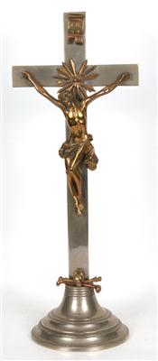 Standkruzifix Metall, - Kunst, Antiquitäten und Möbel