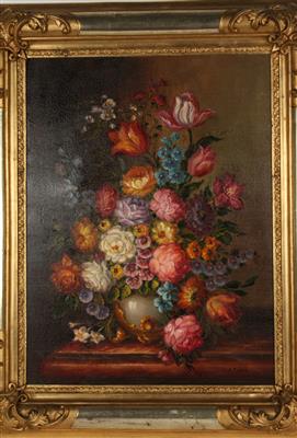 Künstler 20. Jh. Blumen in Vase, - Kunst, Antiquitäten und Möbel