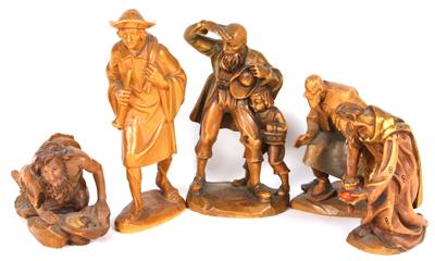 5 Krippenfiguren Holz geschnitzt, - Kunst, Antiquitäten und Möbel