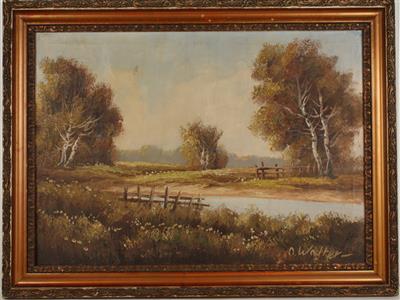 Künstler 1. Hälfte 20. Jh. Landschaft mit Teich, - Arte e antiquariato