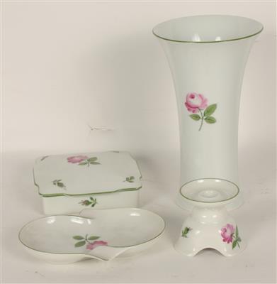 1 Kerzenhalter, 1 Vase 18 cm 1 Aschenbecher, 1 Deckeldose - Kunst, Antiquitäten und Möbel