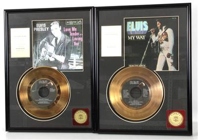 2 Goldene Schallplatten Elvis Presley Love me Tender und My Way, - Gramodeska
