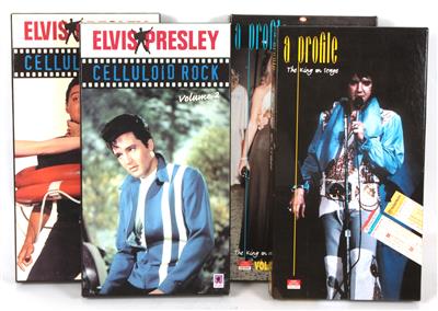 4 CD-Boxen Elvis Presley 1) a Profile the King Story Vol. 1+2,2) Celluloid Rock Vol. 1+2, - Elvis Presley Memorabilien (Schallplatten, Literatur und Sammlerstücke)