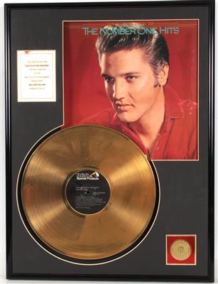 Goldene Schallplatte (LP) Elvis Presley The Number one Hits gerahmt, - Gramodeska