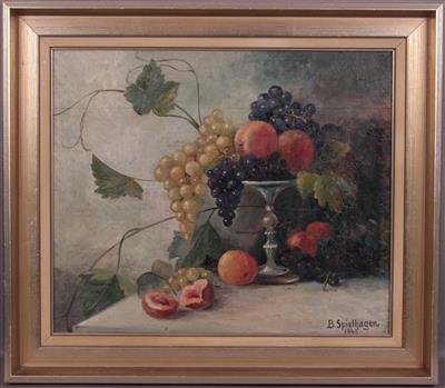 Künstler 1. Hälfte 20. Jh. Stilleben mit Früchten Öl auf Karton bezeichnet B. Spielhagen 1943, - Antiques and art