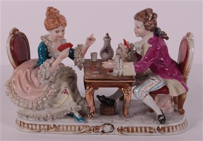 elegantes Paar beim Kartenspiel - Kunst, Antiquitäten und Möbel Online