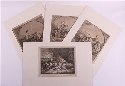 4 Kupferstiche von Claude Duflos - Druckgrafiken und Zeichnungen