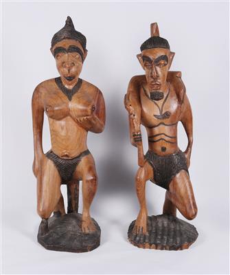 1 Paar, Frau und Mann, Stammesfiguren - Antiques and art