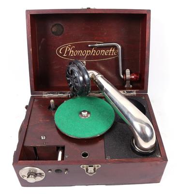 Kassetten-Koffergrammophon Phonophonette, - Historische Unterhaltungstechnik und Schallplatten