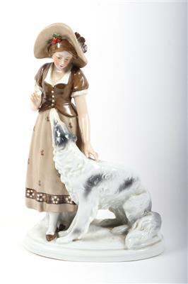 Dame mit Hund - Kunst, Antiquitäten und Möbel