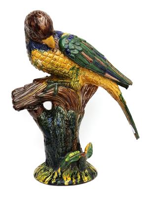 Skulptur "Papagei auf Ast mit Raupe" - Umění a starožitnosti