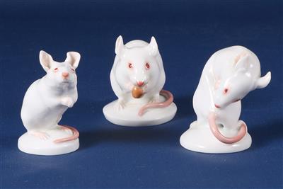 3 versch. Tierfiguren, "Mäuse" - Kunst, Antiquitäten, Möbel und Technik