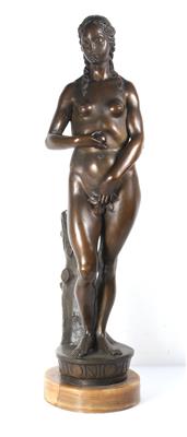 Skulptur "Eva mit dem Apfel an einem Baumstamm lehnend - Kunst, Antiquitäten, Möbel und Technik