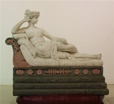 Große Marmorskulptur "Pauline Borghese" als siegreiche Venus - Antiques and art