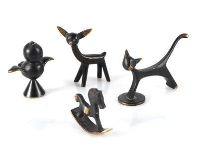 Kovolut von 4 Miniaturtierfiguren - Arte e antiquariato