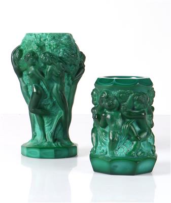 2 kleine Vasen aus Malachitglas - Umění a starožitnosti