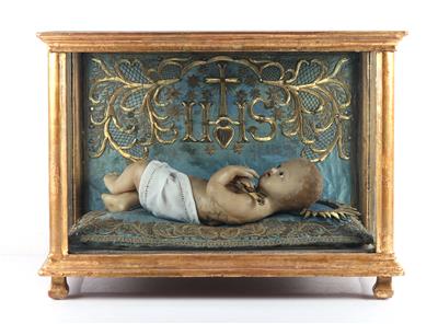Große Wachsbossierung, "liegendes Christuskind" - Kunst, Antiquitäten, Möbel und Technik