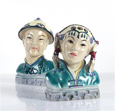 Paar Büstem. "Asiate u. Asiatin" - Kunst, Antiquitäten, Möbel und Technik