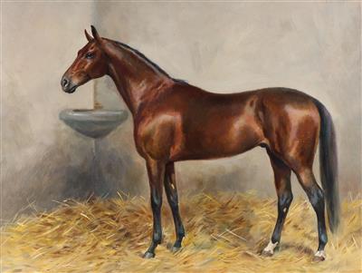 Künstler Mitte 20. Jh. "Pferd im Stall", - Antiques and art