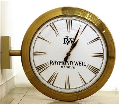 Außen- bzw. Werbeuhr mit dem Label der Uhrenmarke "RAYMOND WEIL" - Arte e antiquariato