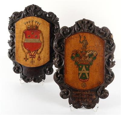 2 Wappenschilder des 19. Jhs. - Antiques and art