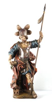 Sakrale Skulptur, "Heiliger Florian", in gotisierender Stilform - Kunst, Antiquitäten, Möbel und Technik