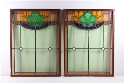 Paar Jugendstilfenster um 1900 - Umění a starožitnosti