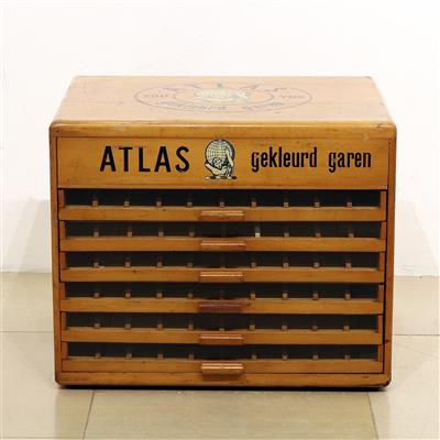 Vertriebs- bzw. Präsentationskästchen für Nähgarn der Firma "Atlas" - Kunst, Antiquitäten, Möbel und Technik