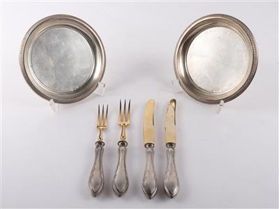 2 kleine Schalen, 2 Messer, 2 Gabeln - Silber, Kunst, Antiquitäten, Möbel
