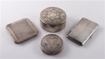 3 Dosen, 1 Etui - Silber, Kunst, Antiquitäten, Möbel