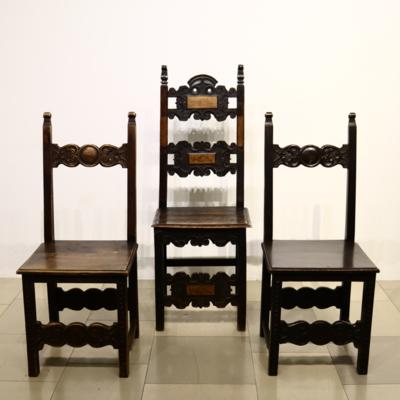 1 Paar u. 1 einzelner Sessel im Frühbarockstil - Arte, antiquariato, mobili e tecnologia
