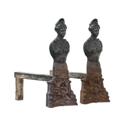 Paar rustikale Kaminböcke, - Kunst, Antiquitäten, Möbel und Technik
