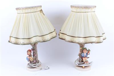 2 Tischlampen - Hummel Figuren, Teller und Lampen