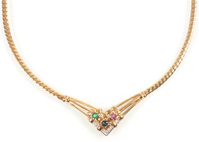 Farbstein Diamant Collier - Schmuck