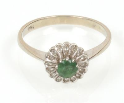 Smaragd-Diamant-Damenring - Gioielli
