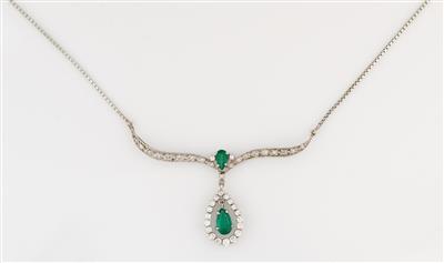 Brillant Diamant Smaragd Collier - Gioielli