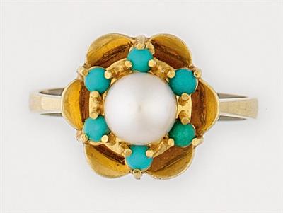 Türkis Damenring Kulturperle - Jewellery