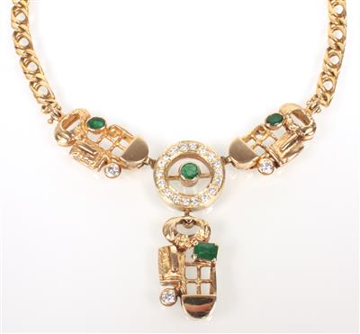 Smaragd Brillant Collier zusammen ca. 1,40 ct - Schmuck